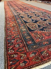 Antique Caucasian Paisley Leaf Runner Handwoven Rug Size 2’9 x 12’7