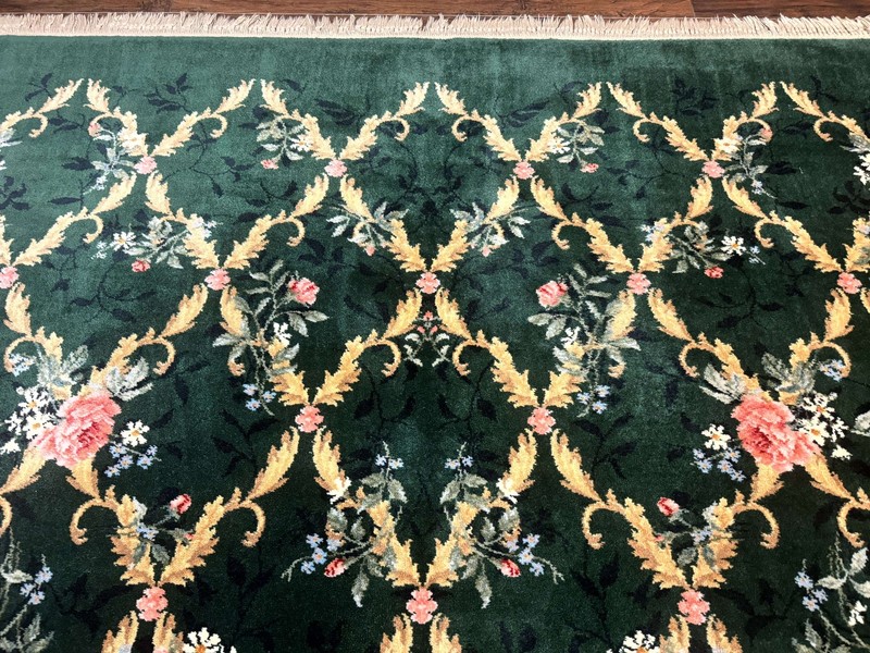 Karastan Garden of Eden Rug 8.8 x 11.8, Green Savonnerie 509/1733, Wool gallery