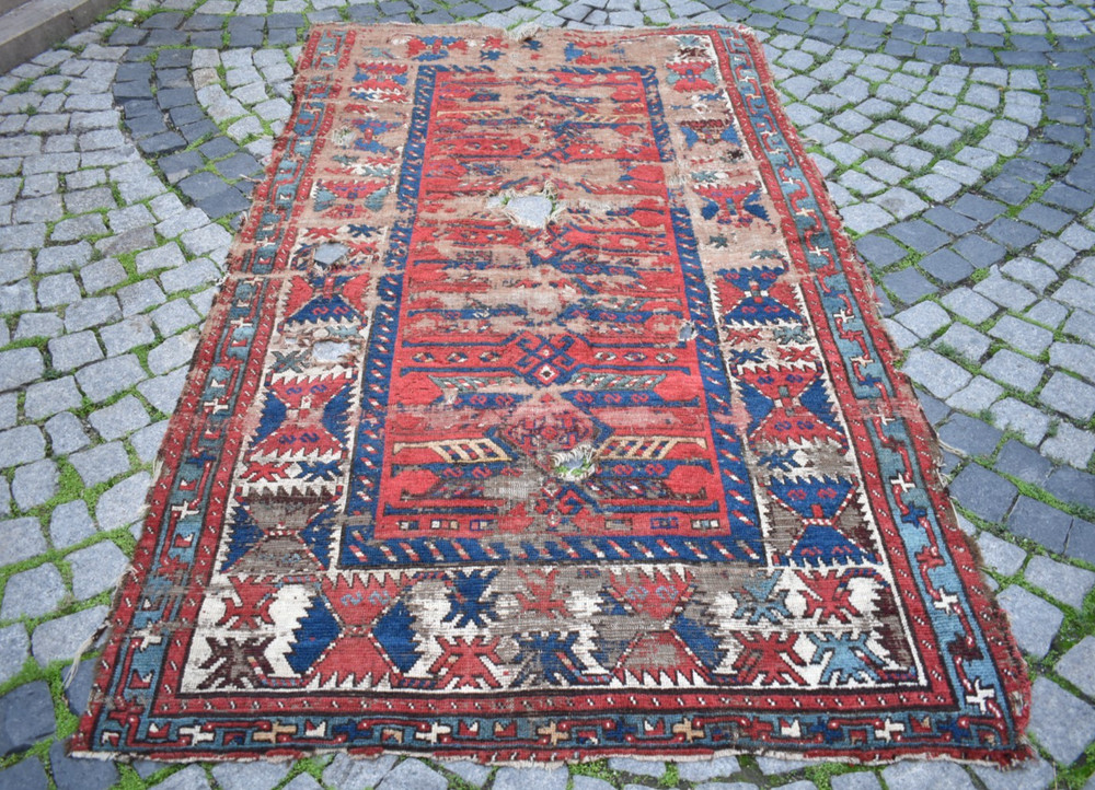Fabulous Antique Caucasian Rug 55'' x 94'' Collector Item Great Color Kazak Rug