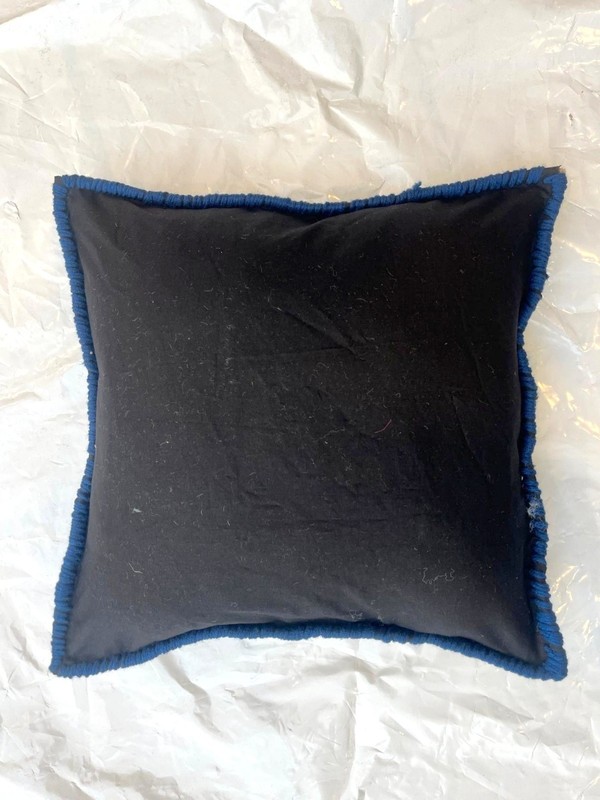 Pillow w/antique rug fragment, 1'1" x 1'4" gallery