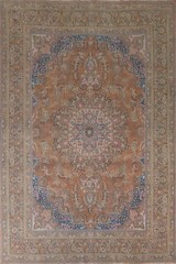 Vintage Orange Area Rug 10×12 Handmade Wool Traditional Floral for Living Room