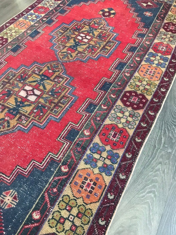 3.8x8.1 Large Vintage Red Turkish Oushak Rug gallery