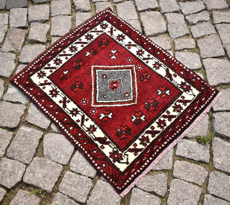Vintage Sivas Rug 21'' x 24'' Turkish Sivas Rug Hand Knotted Rug Wool Chair Rug gallery