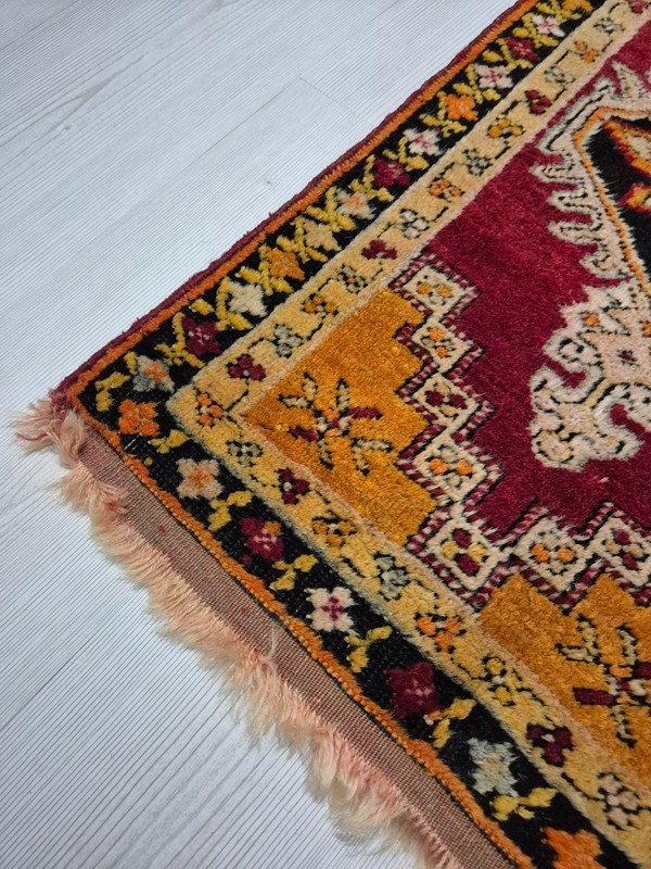 Antique Rug Pillow, Hand Woven Small Carpet, Anatolian Rug, Wool, Handmade gallery
