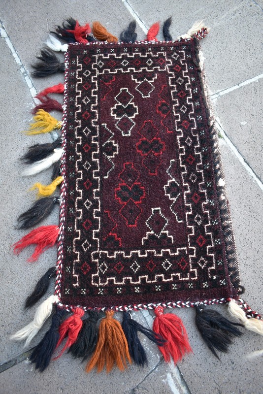 Vintage Tribal Yomud Rolling Pin Bag Rug 23'' x 12'' Wall Hangings Torba Rug gallery
