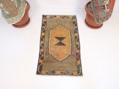 2×3 Beige Door Mat, Handmade Turkish Rug, Vintage Small Entryway Rug, 1.6×3.2 Ft