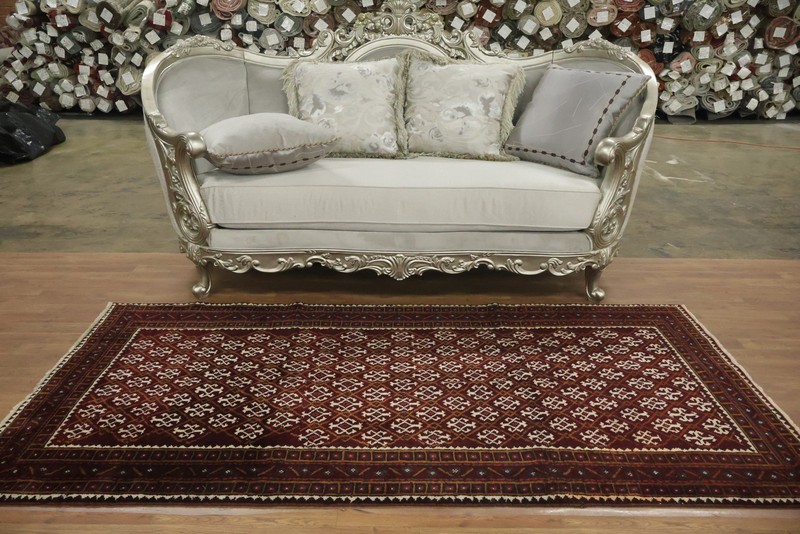 All-Over Design Geometric Area Rug 4x8 Hand-knotted Wool Tribal Style in Red gallery