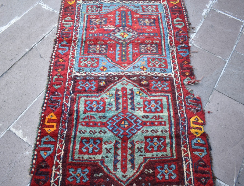 Antique Turkish Rug 39'' x 120'' Collectors Item Fragment Rug Sarkisla Wall Rug gallery