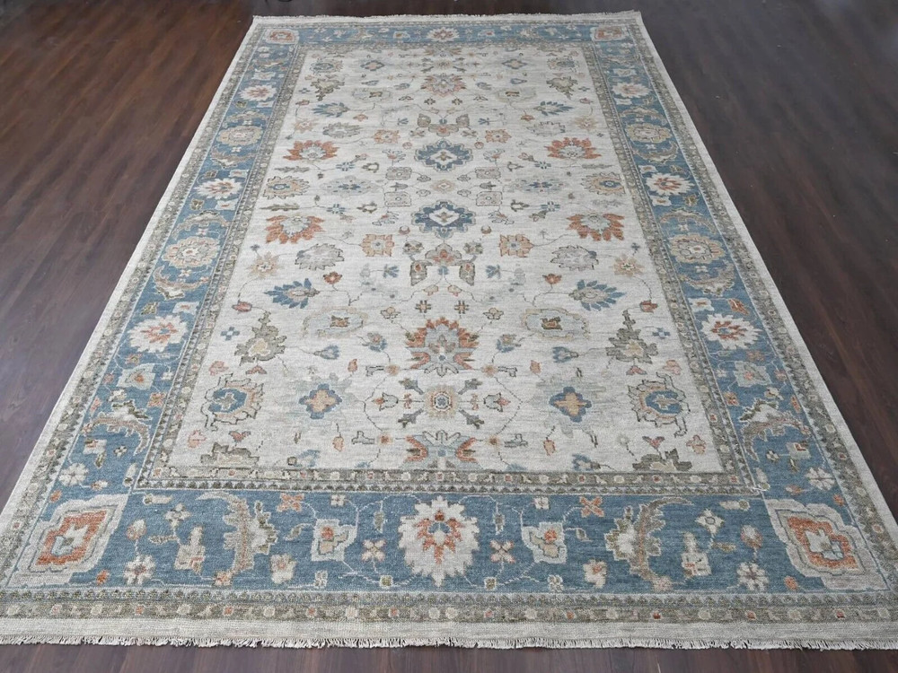 12' x 17'9" Rare, Exquisite Original Oushak Collection Angora, Gray Color Rug