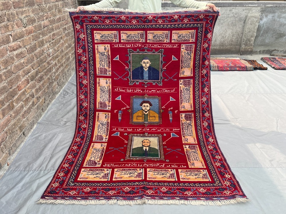 Antique Afghan Hand Knotted Pictorial Rug | 4'8x6'5 ft | Vintage Tribal Art Rug