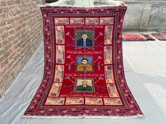 Antique Afghan Hand Knotted Pictorial Rug | 4’8×6’5 ft | Vintage Tribal Art Rug