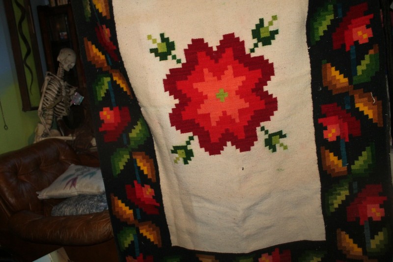 Antique Hand Woven Rug 78" x 42" Geometric Floral gallery