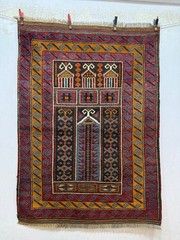 Vintage Fabulous Hand Knotted Afghan Prayer Wool Rug Carpet 119×85 Cm