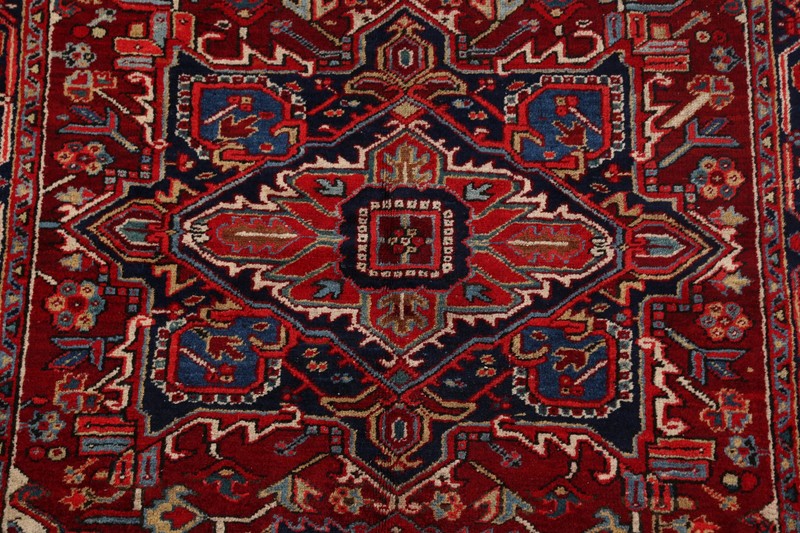 Antique Geometric Area Rug 5x6 Ft Handmade Traditional Wool Red Medallion Rug gallery