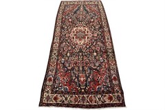 Vintage Oriental Rug 4’6” x 10’3” Blue Wool Traditional Hand-Knotted Carpet