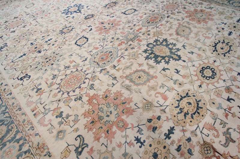 13x19 Antique Traditional Geometric Handmade Area Rug Ivory 406cm x 570cm c.1920 gallery