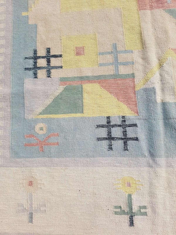 Vintage Handmade Traditional Geometric Grey Kilim Floor Rug Carpet 223x170cm gallery
