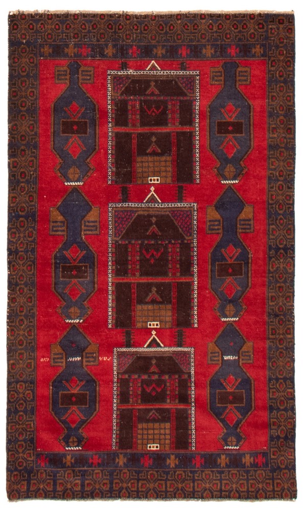 Vintage 3'7" x 6'3" Traditional Hand Knotted Vegetable Dye Wool Area Rug