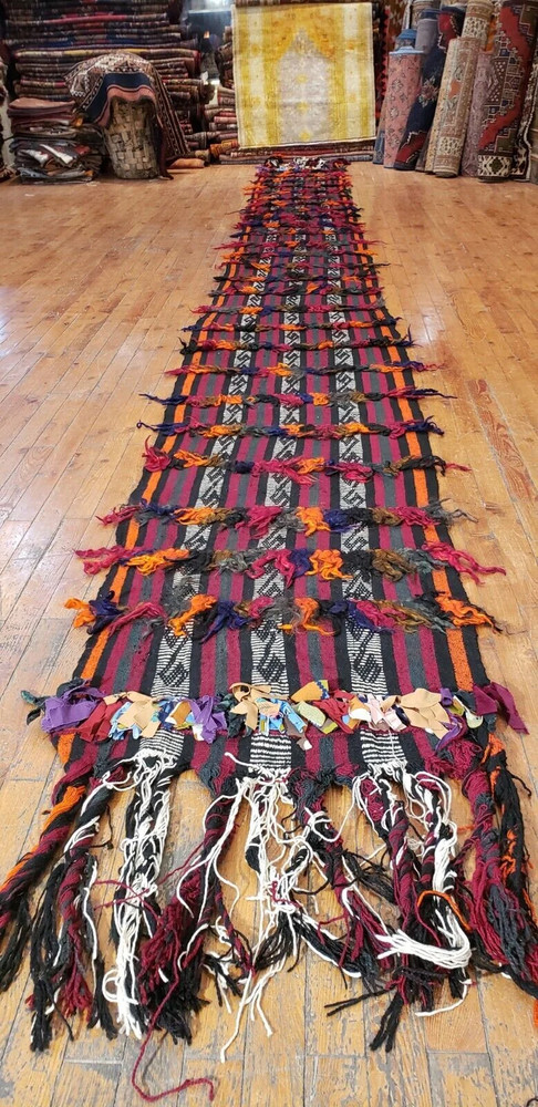 Exquisite Cr1920-1940's Antique Wool Natural Dye Kurdish Runner 1'11×17'8''
