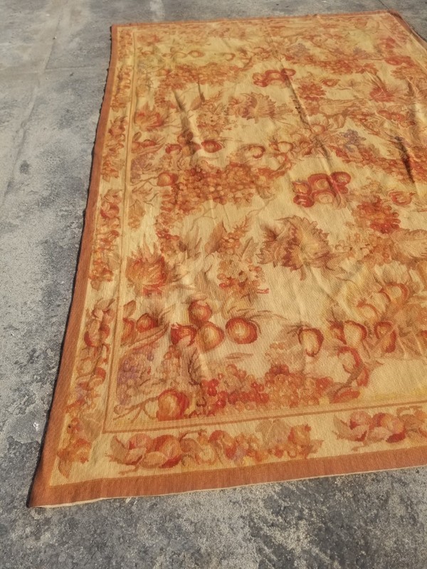 Vintage Handmade French Floral Needlepoint Wool Rug 258x166 cm gallery