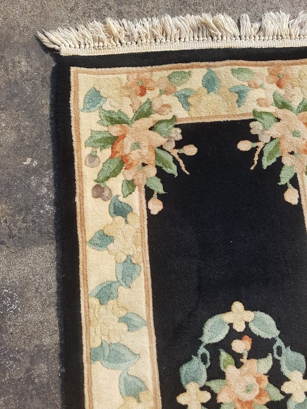 Vintage Chinese Floral Woolen Beautiful Art Deco Home Decor Rug Carpet 307x68 cm gallery