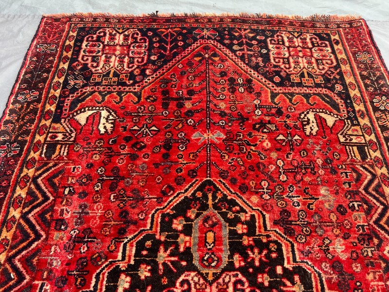 Vintage Caucasian Medallion Rug 3'8 x6'3 Red Hand Knotted Tribal Area Carpet Rug gallery