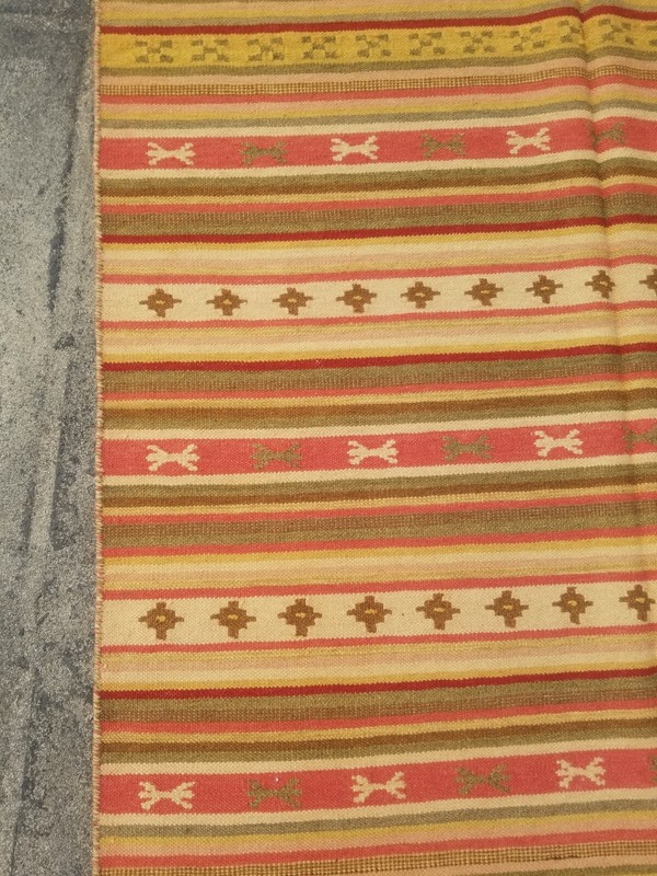 Vintage Traditional Handmade Beautiful Turkish Kilim Floor Rug Carpet 243x151 cm gallery