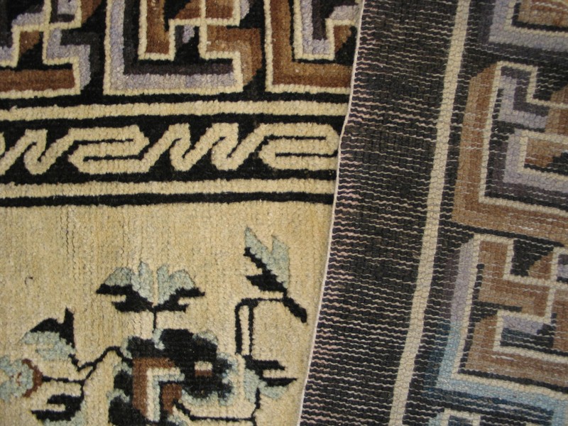 4'x6' Antique Chinese - Mongolian Small Scatter Size Wool Ivory Rug gallery
