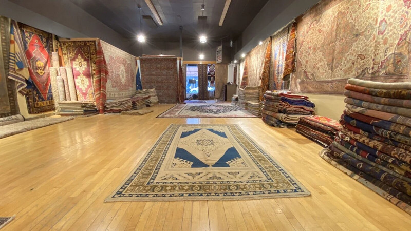 Bohemian Antique Ca1900-1939's Muted Colors, Wool Pile Oushak Area Rug 5’4"×9' gallery
