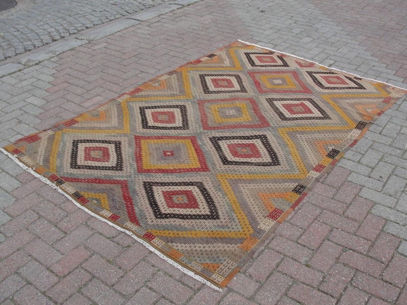 Turkish Kilim Rug Area Rugs, 66" x97", Handwoven Rug Carpet gallery