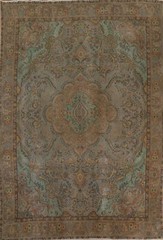 Vintage Overdyed Floral Traditional 9×13 Area Rug Hand-knotted