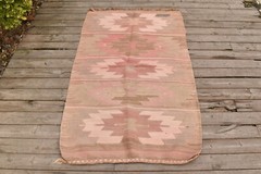 Turkish Kilim Rug 34”x55” Hand Woven Mersin Mut Kilim 88x140cm Vintage Kilim