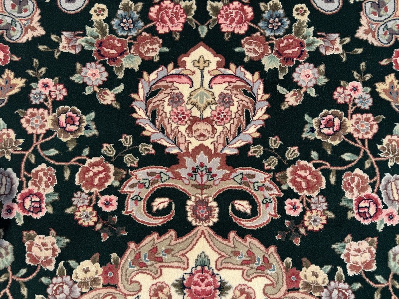 6x9 FINE GREEN HANDWOVEN RUG wool silk vintage pink blue handmade antique china gallery