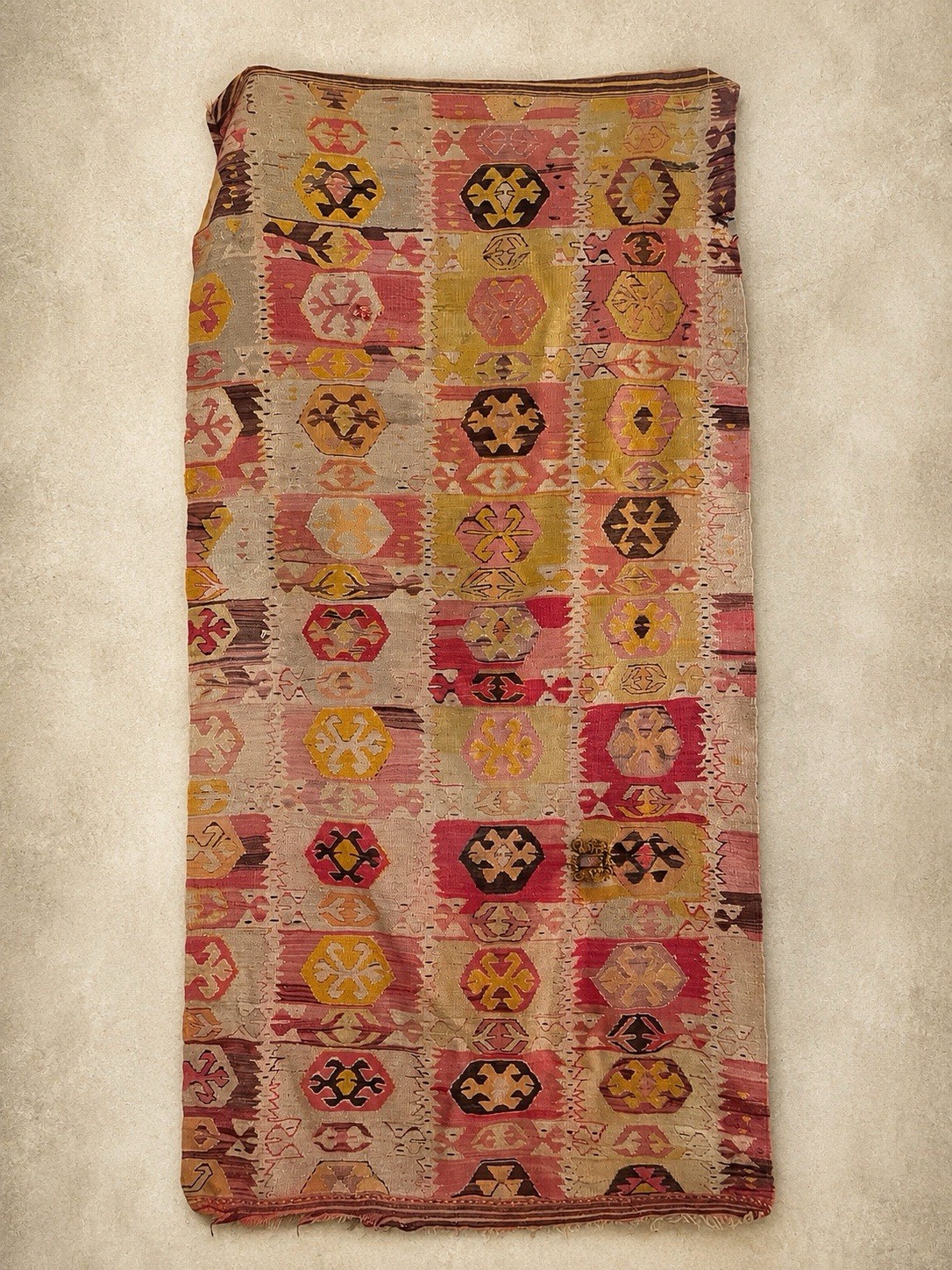 Vintage Handwoven Turkish Anatolian Kilim Runner Rug 46x90 Pink Wool Flat Weave gallery