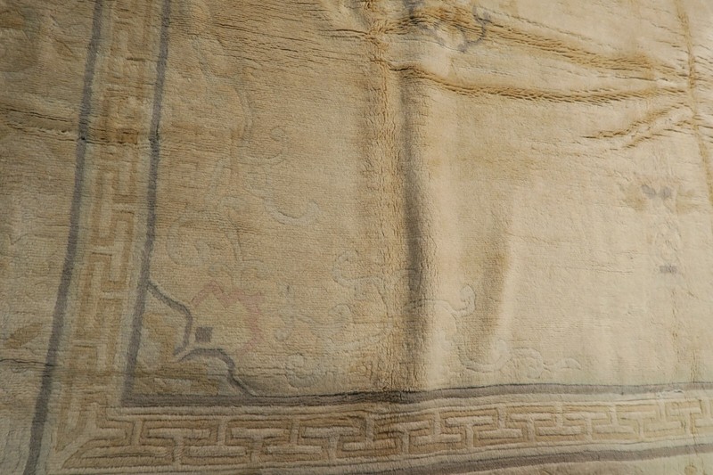 Antique Tibetan Nepal Rug Greek Key Peking Design Hand Knotted Wool 10'9 x 14'7 gallery