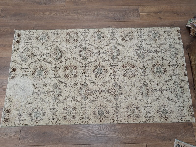Beige Rug, Living Room Rug, Handmade Area Rug, Office Rug 3.8 x 6.9 Ft gallery