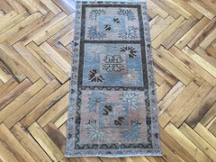 Vintage Turkish rug, Brown rug, Small rug, Pastel rug, Doormat rug, 1.4 x 2.9 ft