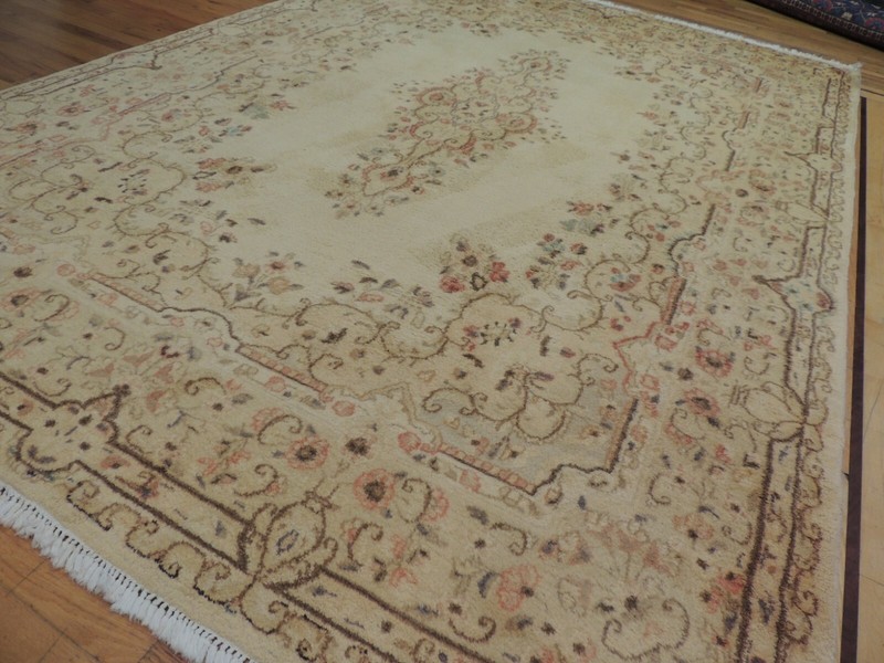 8x10, 7x10 Antique Kermaan Oriental Area Rug Beige Orange Brown Blue wool gallery