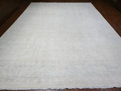 12’x14’9″ Faded Out White Wash Oushak , Hand Knotted, Natural Wool Rug
