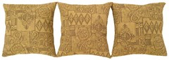 A Set of Vintage Floro-geometric Fabric Pillows with FREE SHIPPING!