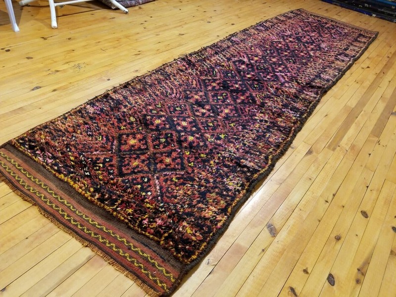Exquisite Primitive Antique Cr1930-1939s Wool Pile Kurdish Runner Rug 3’10”x 11’ gallery