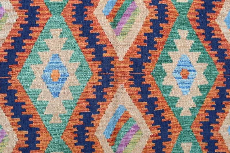 Kilim Vintage Traditional Hand Made Oriental White Wool Large Kilim 343x253cm gallery