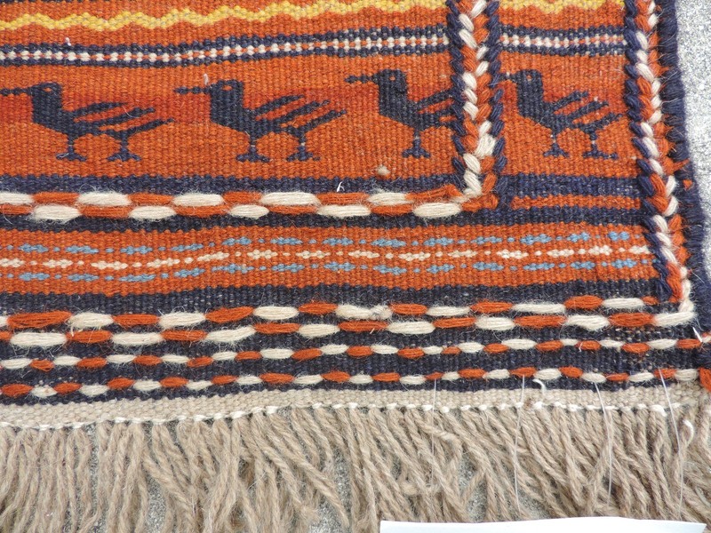 2x7ft. Interesting Kurdish Sumak Flatweave Orange Wool Runner gallery