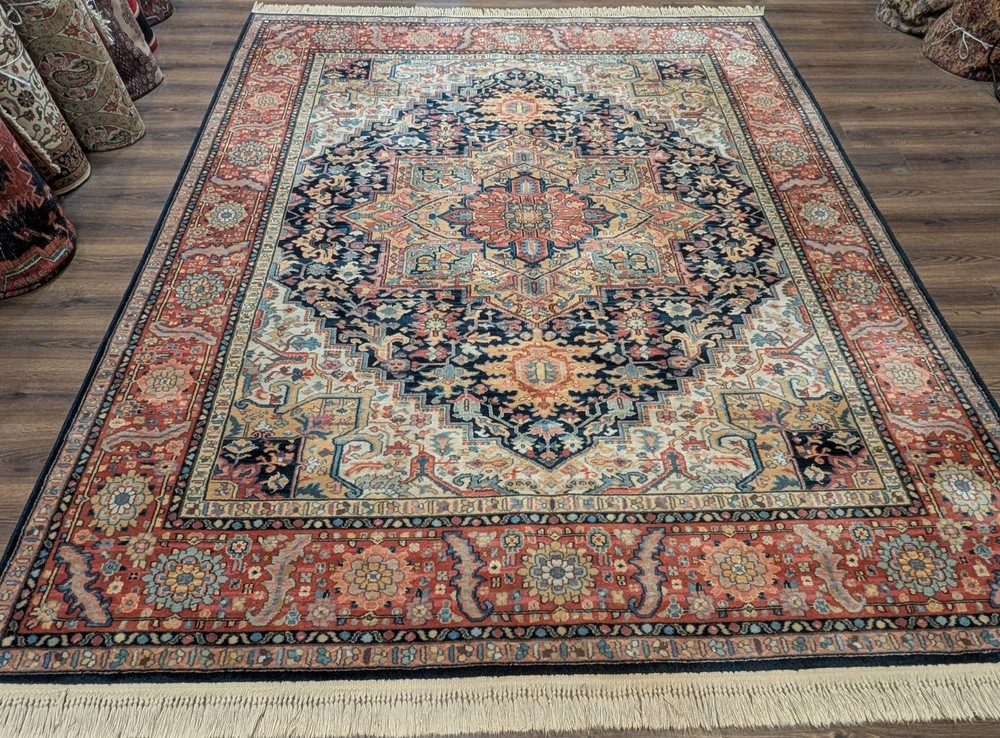 Karastan Rug 8.8 x 10.6, Navy Heriz #700/701, Wool, Discontinued