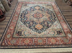 Karastan Rug 8.8 x 10.6, Navy Heriz #700/701, Wool, Discontinued