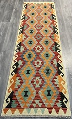 Handmade Kilim Runner wool natural colours Afghan Traditional 288cmx81cm