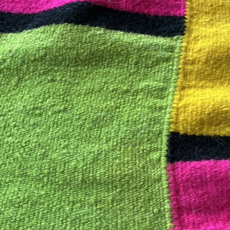 Vintage Handmade Oriental Mexican Serape Saltillo Wool Multicolor Kilim 70x25 In gallery