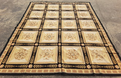Vintage Handmade French Aubusson Style Wool Needlepoint Area Rug 302×234 cm