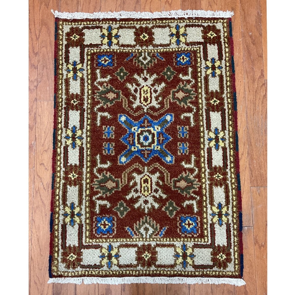 Handmade Indo Kazak Wool Rug 2' X 3'