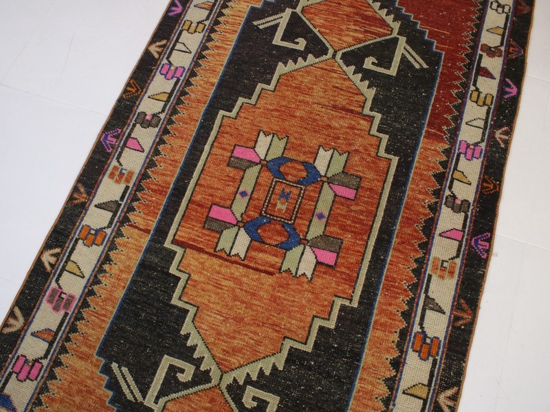 3x6 Turkish Handmade Accent Rug Beige Black Floral 3.1x5.5 ft gallery